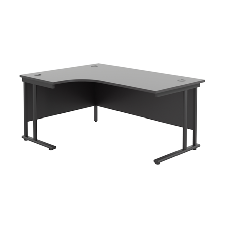 Twin Upright Radial Desk - Left Hand - 1600 - Black Frame - Black