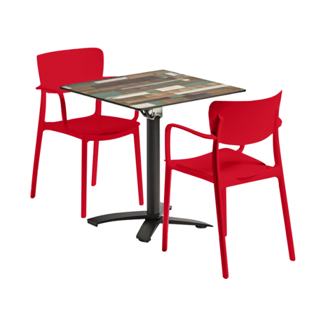 Lisa Dining Set - Red Chairs