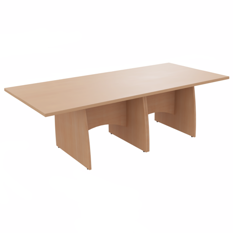 Platinum Range - Rectangular Conference Tables with Shaped Modesty Panel & Legs - 2400mm - Beech