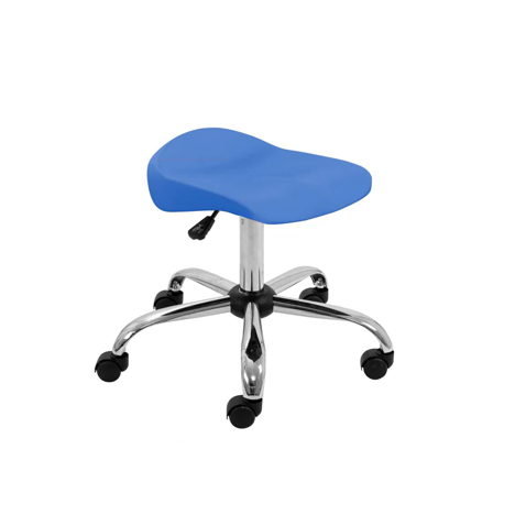 Titan Swivel Junior Stool with Chrome Base and Castors - Blue