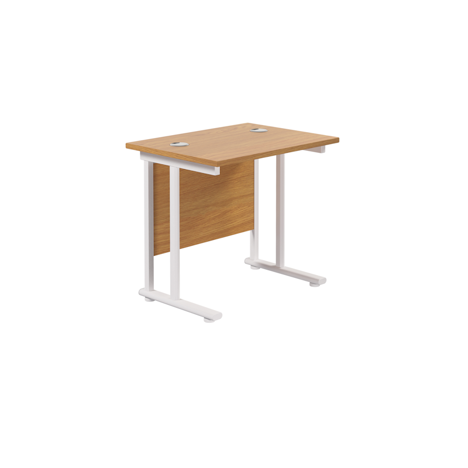 Rectangular Workstation 600mm Deep - W800 - White Frame - Nova Oak