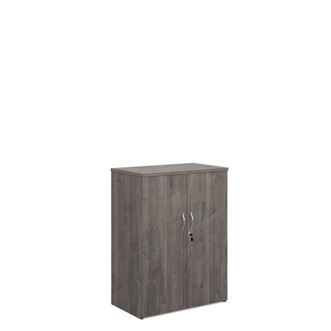 Double Door Cupboard - 1090mm High - Two Shelves - Grey Oak