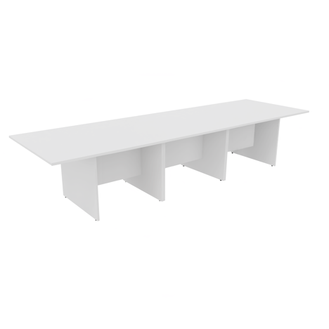 Rectangular Conference Tables with Straight Modesty Panel and Panel End Leg - 3600mm - White