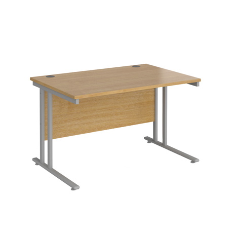 VDU Cantilever Workstation - No Drawers - 1200mm - Silver - Oak