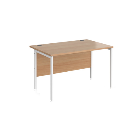 Straight Desk - H-Frame - 1200 - White - Beech