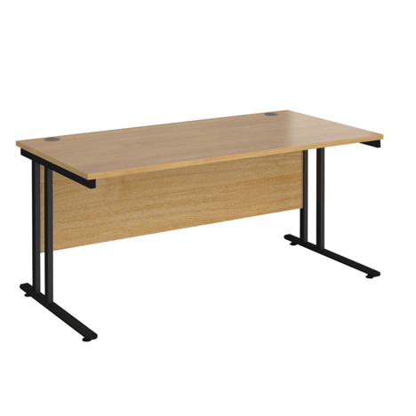 VDU Cantilever Workstation - No Drawers - 1600mm - Black - Oak