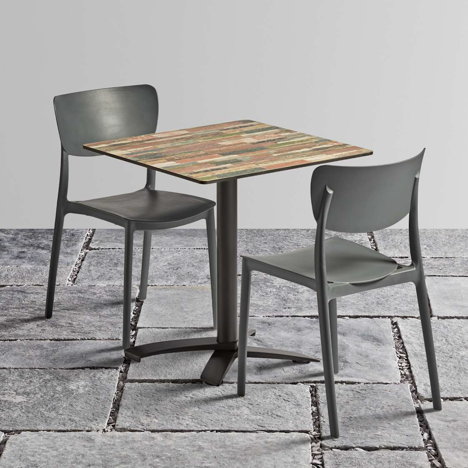Extrema Driftwood Square Dining Table with Spaceguard Black Dining Base