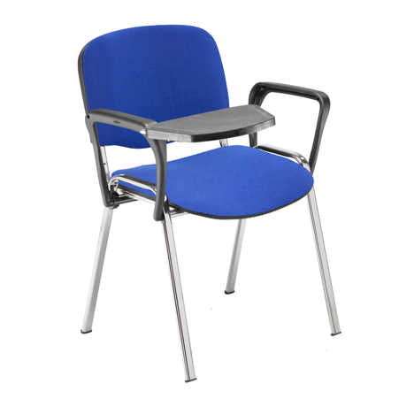 Club Chair with Chrome Frame - Royal Bluel with Universal Plastic Tablet in Black