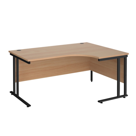 Radial Cantilever Workstation - 1600 - Black - Right - Beech