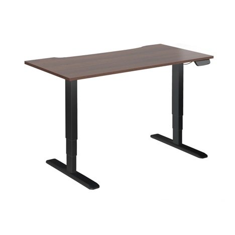 Electric Sit-Stand Desk with Dual Motors - 1600 - Black Frame - Walnut