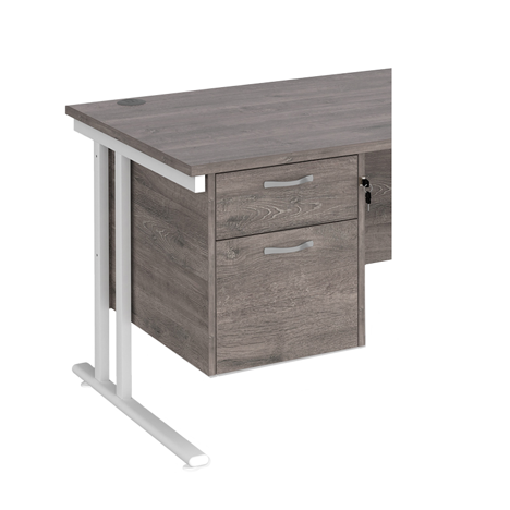 Fixed Pedestal 2 Drawer - Grey Oak