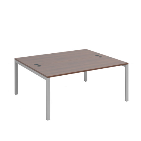 Connex Back to Back Desks - 1600 - Silver Frame - Walnut