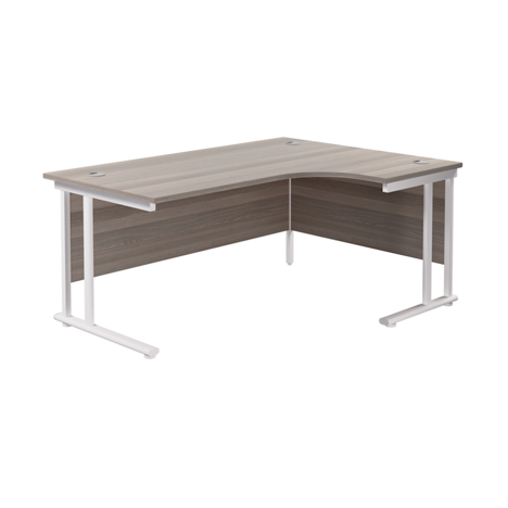 Twin Upright Radial Desk - Right Hand - 1800 - White Frame - Dark Walnut