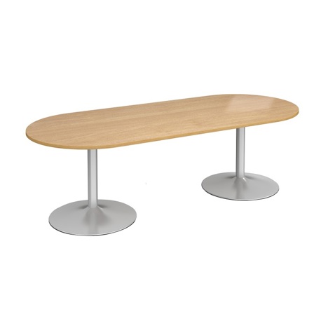 Trumpet Base Radial End Boardroom Table - Silver - Oak