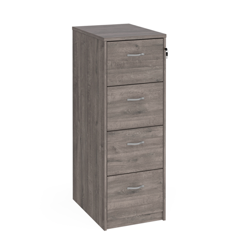 Deluxe Four Drawer Filing Cabinet with Silver Handles - 1360mm - Grey Oak