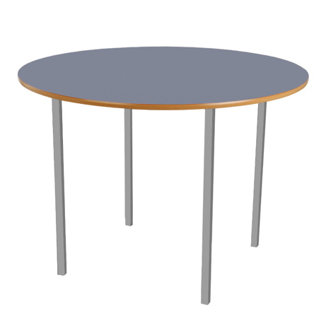 Round Classroom Table - Silver Legs - Dark Grey