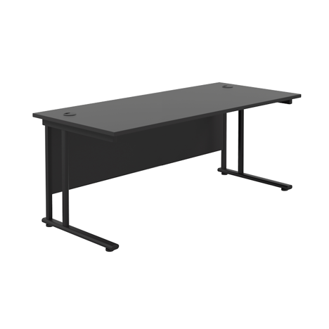 Rectangular Workstation 800mm Deep - W1800 - Black Frame - Black