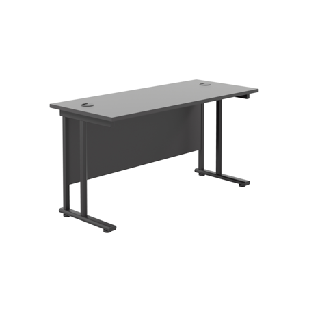 Rectangular Workstation 600mm Deep - W1400 - Black Frame - Black