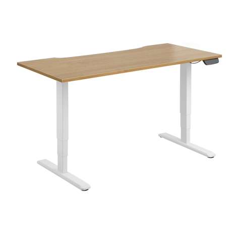 Electric Sit-Stand Desk with Dual Motors - 1800 - White Frame - Oak