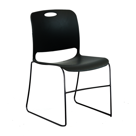 Maestro HD Stacking Chair - Espresso Metallic Frame - Black