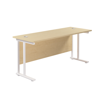 Rectangular Workstation 600mm Deep - W1600 - White Frame - Maple