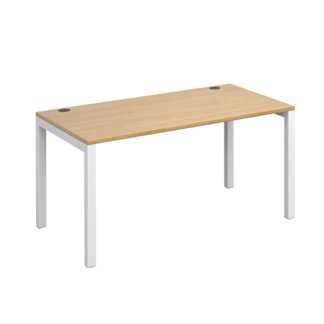 Connex Single Desk - 1400mm - White Frame - Oak Top