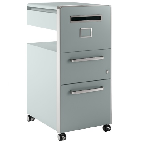 Bisley Bite Pedestal - Two Drawer - Left Hand - Silver