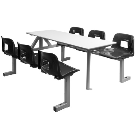 Fastfood Seating - Six Seats - Single Entry - Black Seats