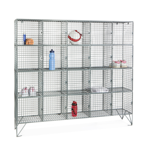 Wire Mesh Compartment Lockers - 20 Compartment - 305mm Deep