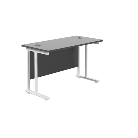 Rectangular Workstation 600mm Deep - W1200 - White Frame - Black