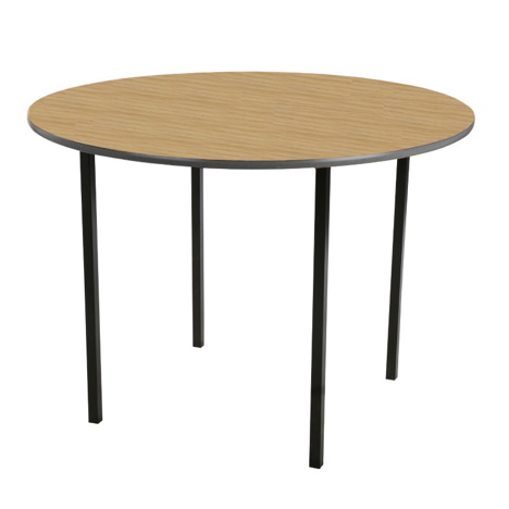Round Classroom Table - Black Legs - Oak