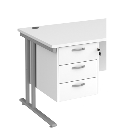 Fixed Pedestal 3 Drawer - White