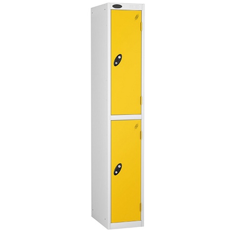 Education Lockers - Double Door - White Carcass - Yellow