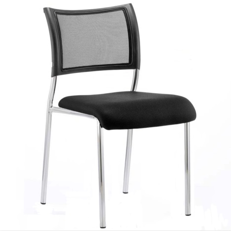 Brunswick Medium Back Chair - No Arms - Chrome legs - Black