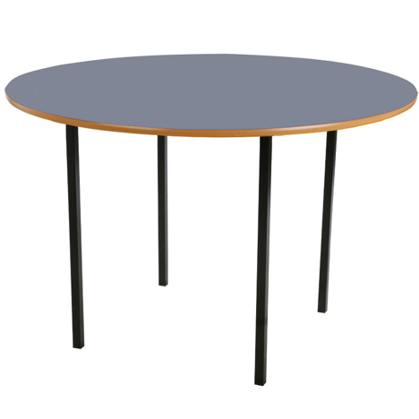 Round Classroom Table - 1000mm - Black Legs - Dark Grey