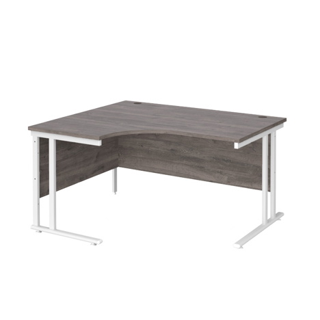 Radial Cantilever Workstation - 1400 - White - Left - Grey Oak