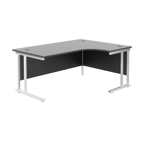 Twin Upright Radial Desk - Right Hand - 1800 - White Frame - Black