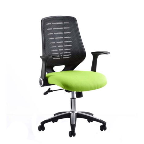 Relay Task Operator Chair Airmesh Black Back - Myrrh Green Seat With Arms