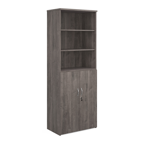 Combination Unit with Open Top - 2140mm High - Five Shelves - Grey Oak