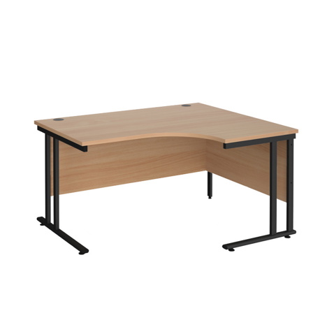 Radial Cantilever Workstation - 1400 - Black - Right - Beech