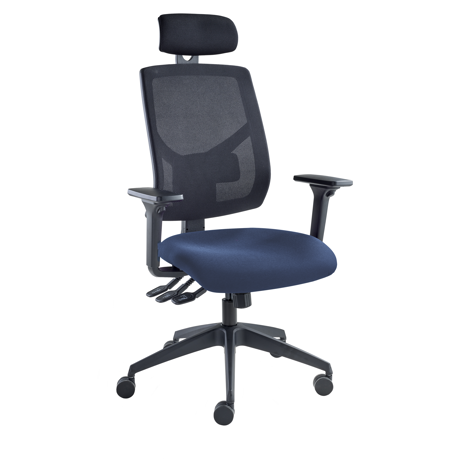 Vision High Back Mesh Chair - Headrest - Adjustable Arms - Scuba