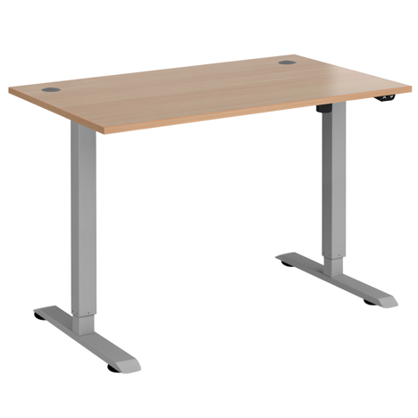 Electric Ergonomic Sit-Stand Workstation - 1400 - Silver Frame - Beech