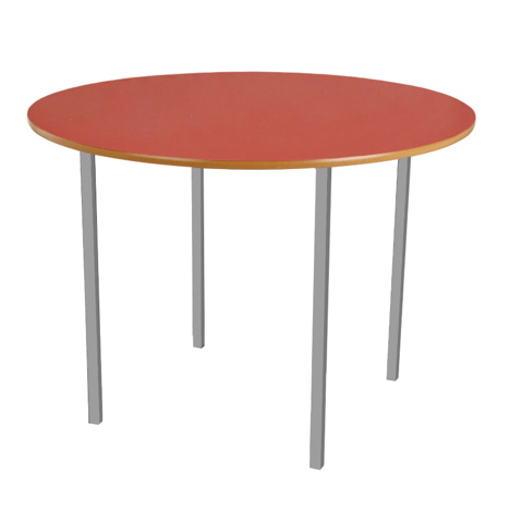 Round Classroom Table - Silver Legs - Red