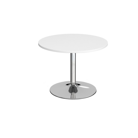 Trumpet Base Circular Boardroom Table - 1000 - Chrome - White