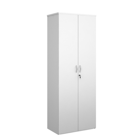 Double Door Cupboard - 2140mm High - Five Shelves - White