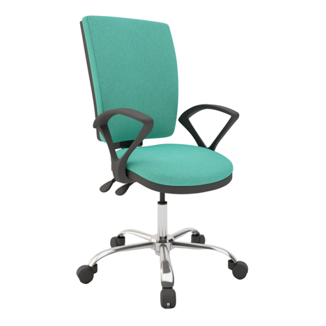 Squared Back Task Chair - Chrome Base - Fixed Arms