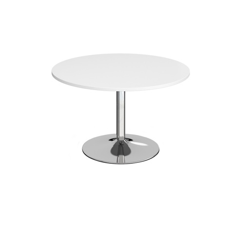 Trumpet Base Circular Boardroom Table - 1200 - Chrome - White
