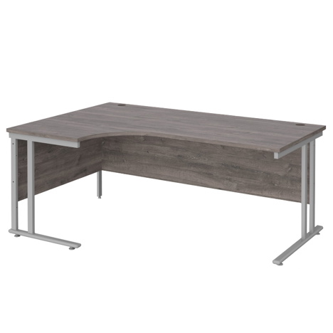Radial Cantilever Workstation - 1800 - Silver - Left - Grey Oak