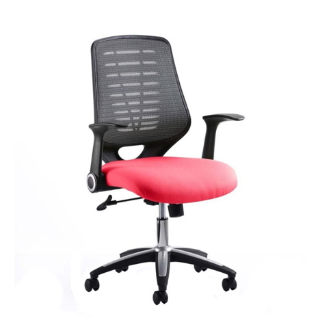 Relay Task Operator Chair Airmesh Silver Back - Berganot Cherry Seat With Arms