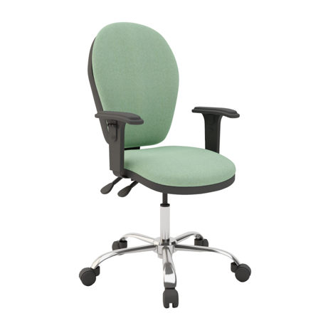 Round High Back Operator Chair - Chrome Base - Adjustable Arms